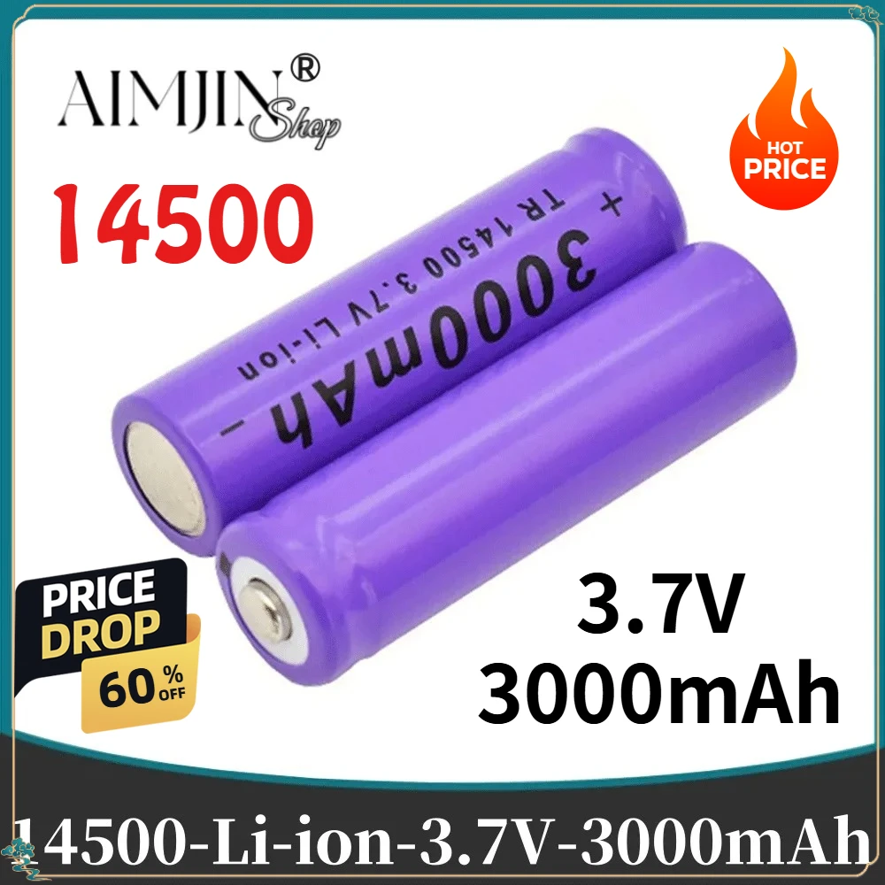 

AA 3.7V 3000mAH 14500 rechargeable lithium-ion battery, replacement battery, used for radios, microphones, Electric toys, etc