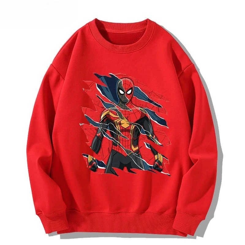 

Marvel Spider Man Collaboration Peripheral Round Neck Hoodie for Men and Women Autumn and Winter American Trend Top Versatile