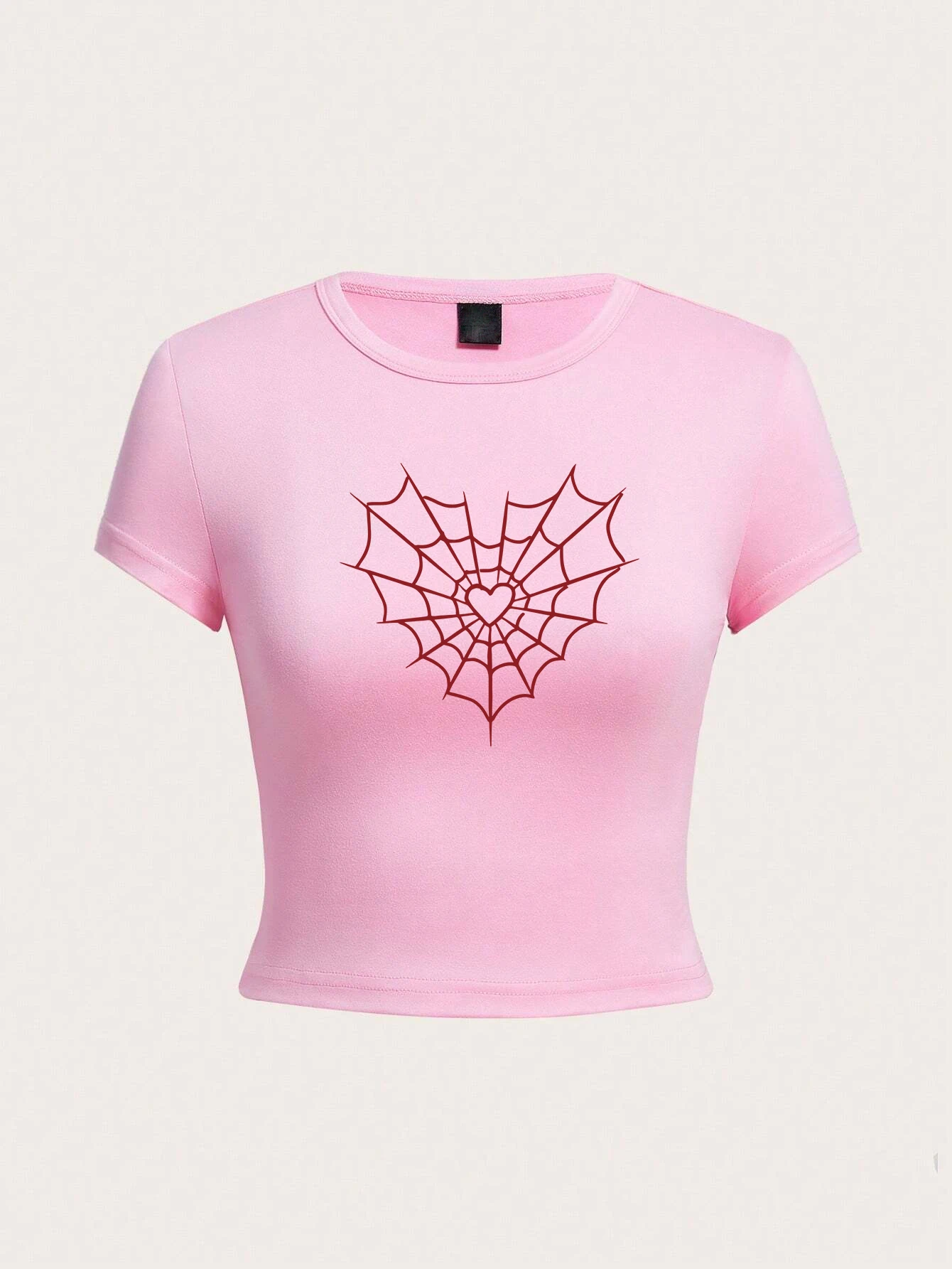 Spider Love Web Print Women Tight Fitting Short T Shirt Summer Breathable Tshirt Novel Fashion Snugged Top Casual Cool Clothes