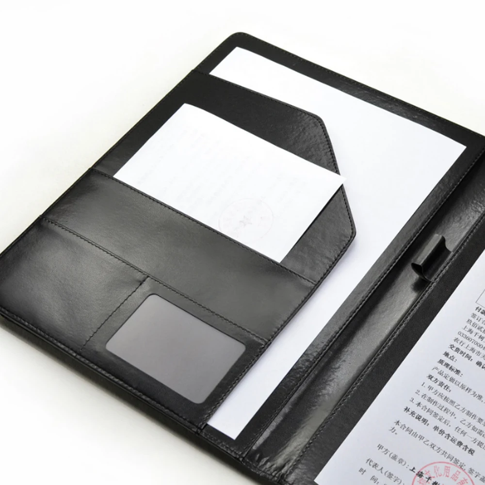 Imagem -03 - Couro Negócios Padfolio Case Vintage Binder Business Meeting Manager Documento Pads Pasta de Documento a4 Tipos pu