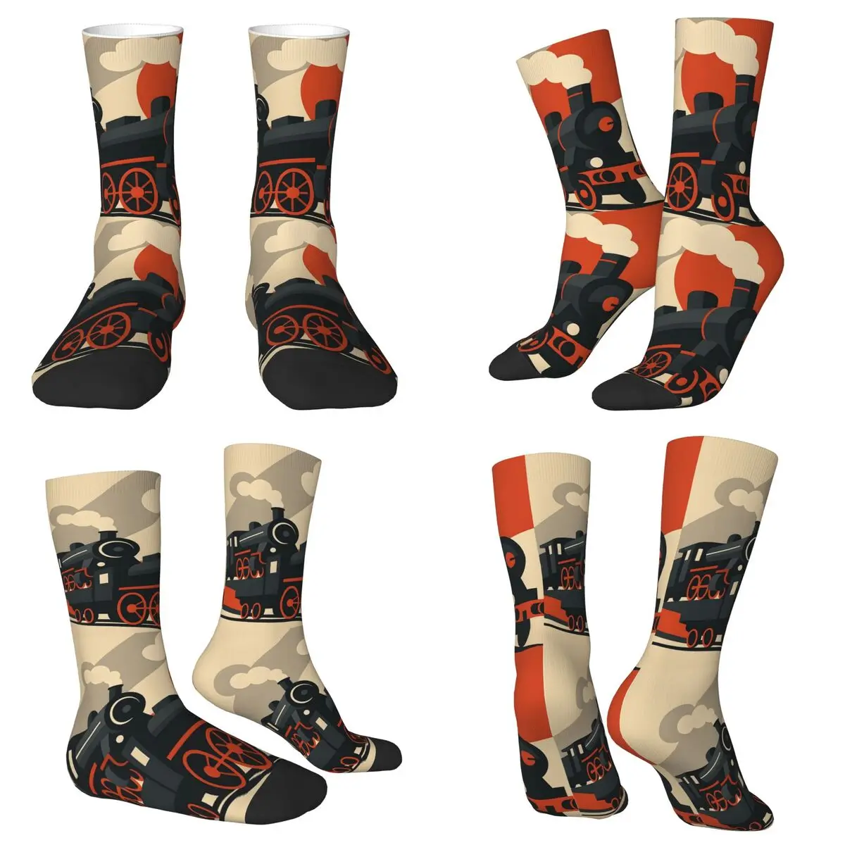 جوارب دائرية لجميع المواسم، جوارب قطار البخار، جوارب هاراجوكو الطويلة، إكسسوارات للرجال والنساء هدية عيد الميلاد