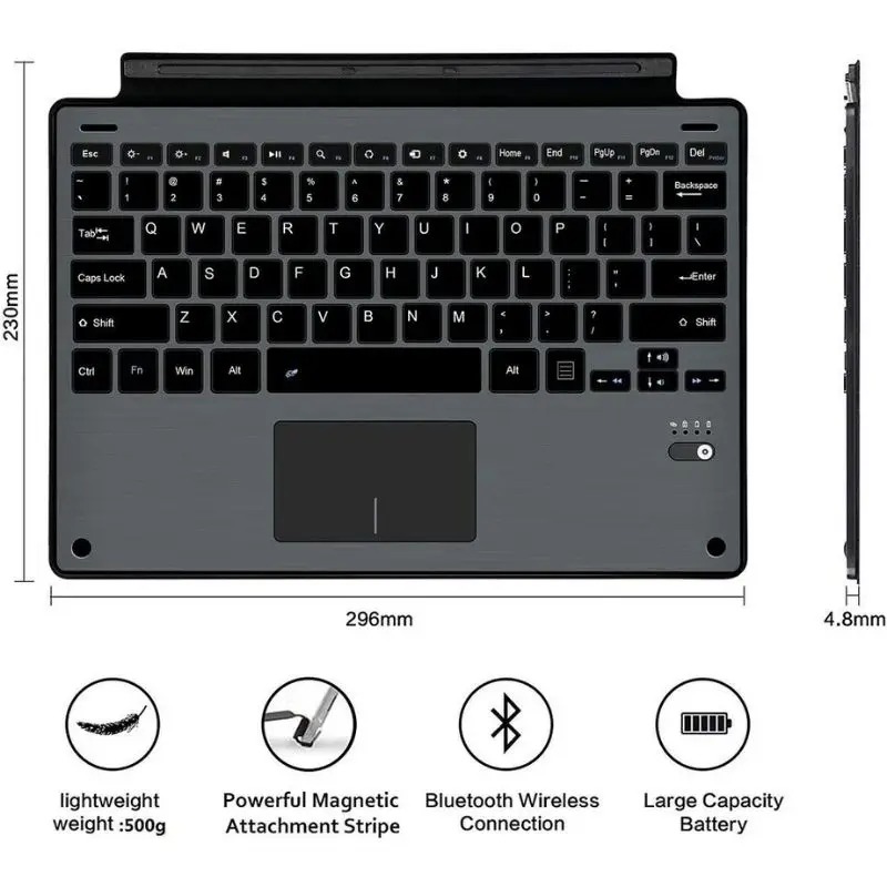 IFXLIFE Wireless Slim Bluetooth Keyboard, PU Leather Case with Magnetic Suction, for Microsoft Surface Go/Surface Pro Series