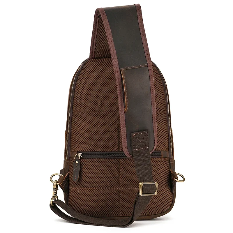 Bolso de pecho de cuero auténtico de alta calidad para hombre, bolso de hombro, bandolera, bolso de cuero, bolsos cruzados de cuero de vaca Retro