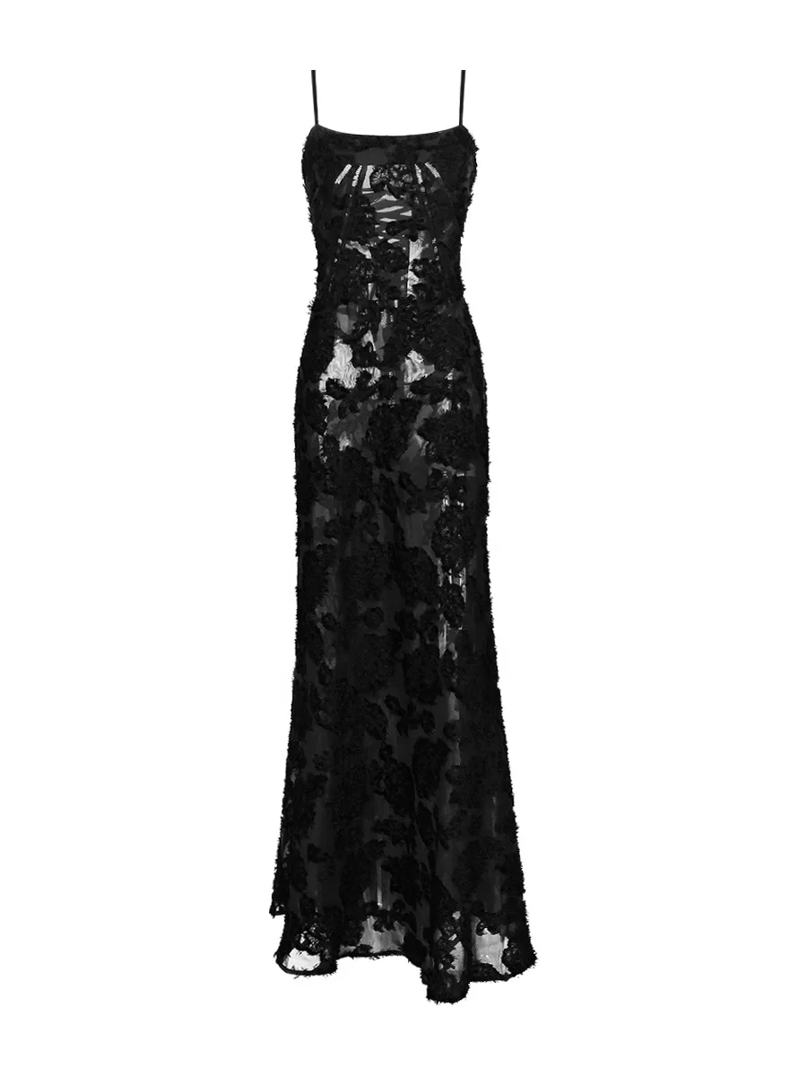 Long Dresses Floral Maxi Dress Mimi Ar Strap Detail Midi Dress In Black Floral Black Floral Maxi Dress Formal Occasion Dresses