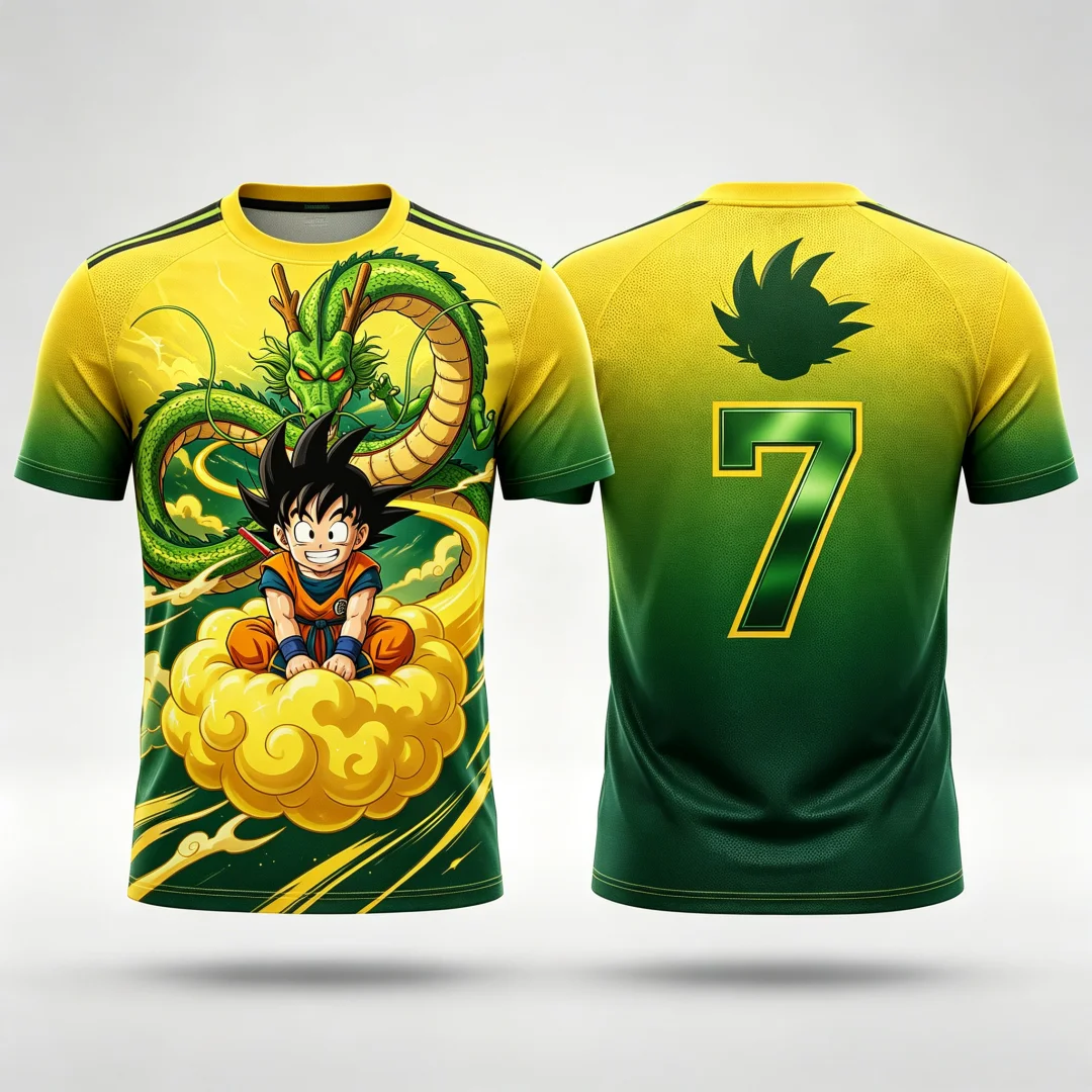 2026 Dragon Ball Kid Goku & Shenron # 7 Jersey T-Shirt 3D-Druck Anime Tee Atmungsaktive Sportbekleidung für Männer Frauen Fans Streetwear Top – Detail 6