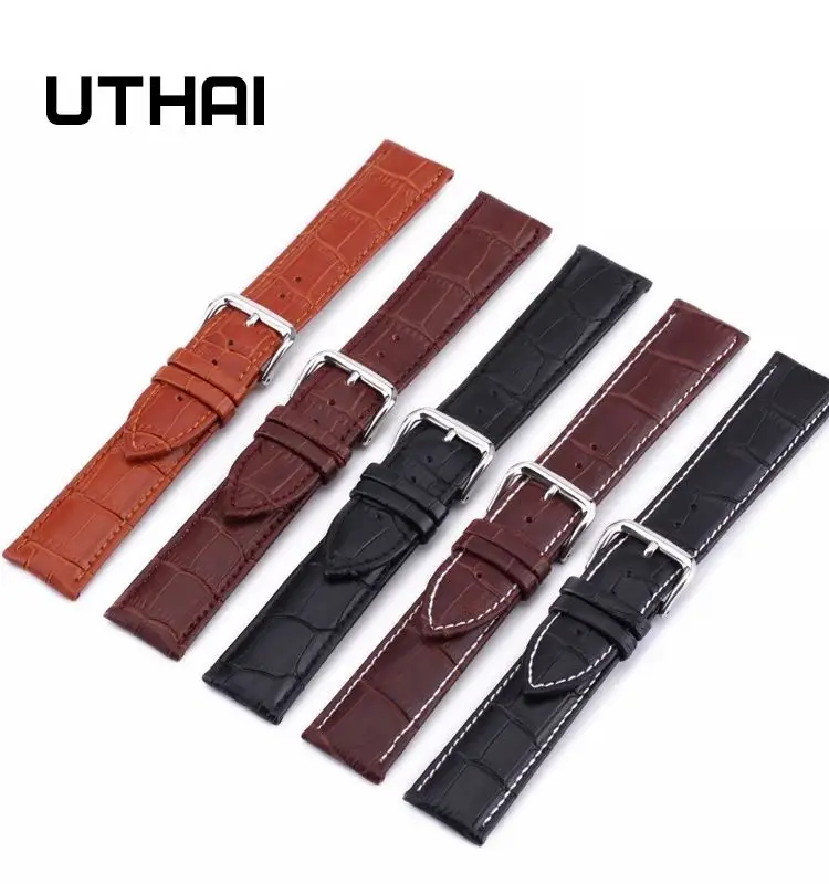 UTHAI Z08 Watch Band cowhide Straps 10-24mm 20mm 22mmWatch Accessories High Quality Brown Colors Watchbands