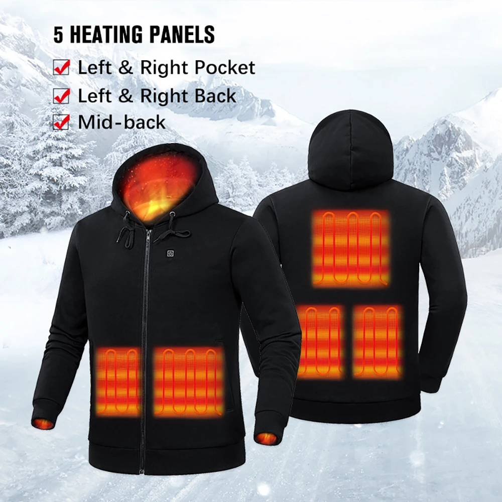 USB Electric Heating Hoodie Comfortable And Warm Heating Hoodie Skiing Outdoor Hiking Heating Jacket Motorcycle