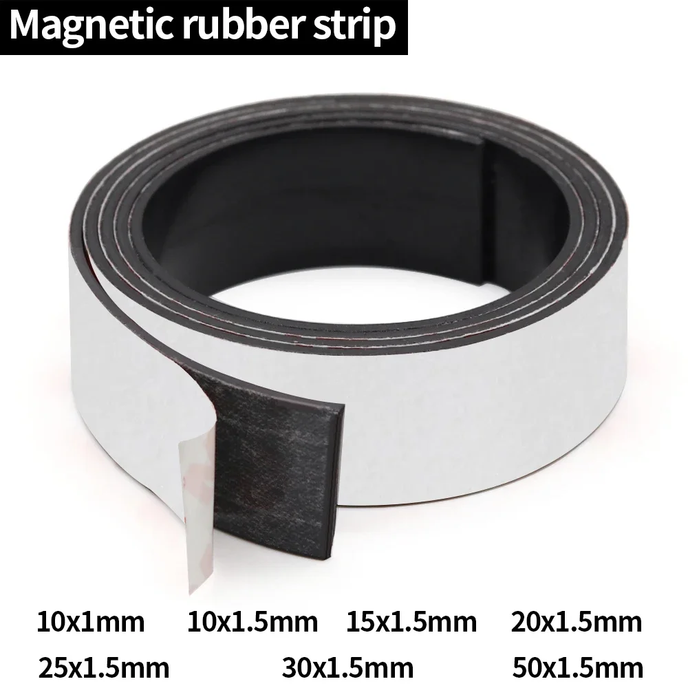 10/15/20/25/30/40/50x1.5mm self adhesive magnetic tape rubber magnetic tape strong flexible magnetic tape