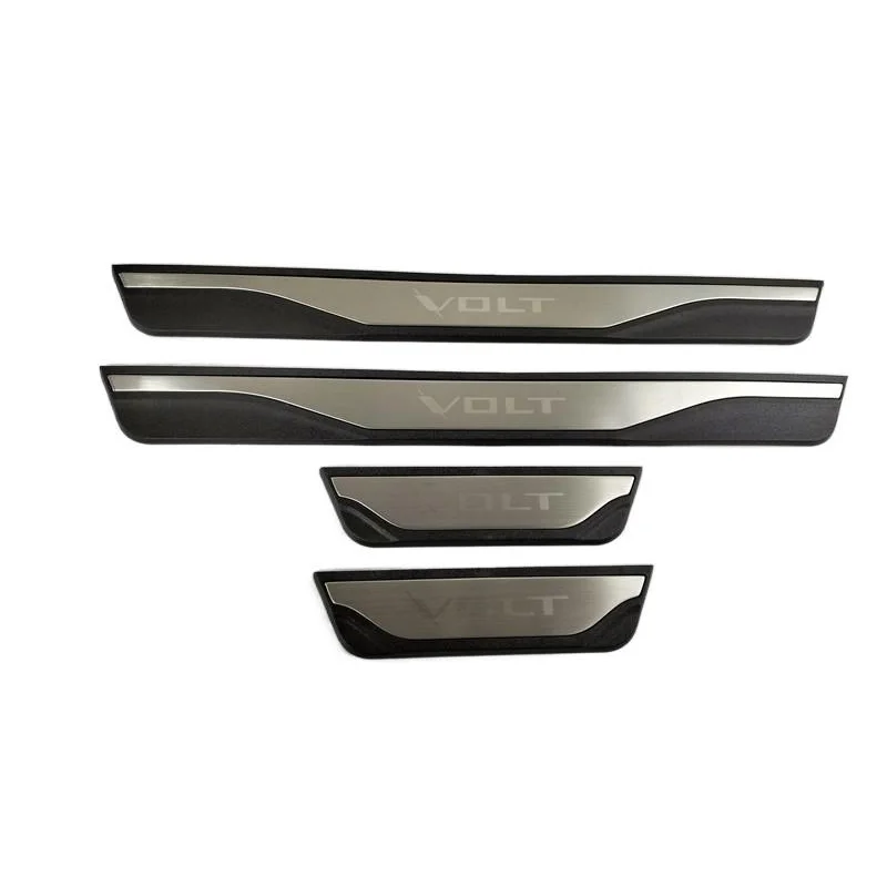 4PCS Plastic And Stainless Steel For 2021 2022 Chevrolet Chevy VOLT Auto Car Door Sill Pedal Welcome Scuff Plate Cover