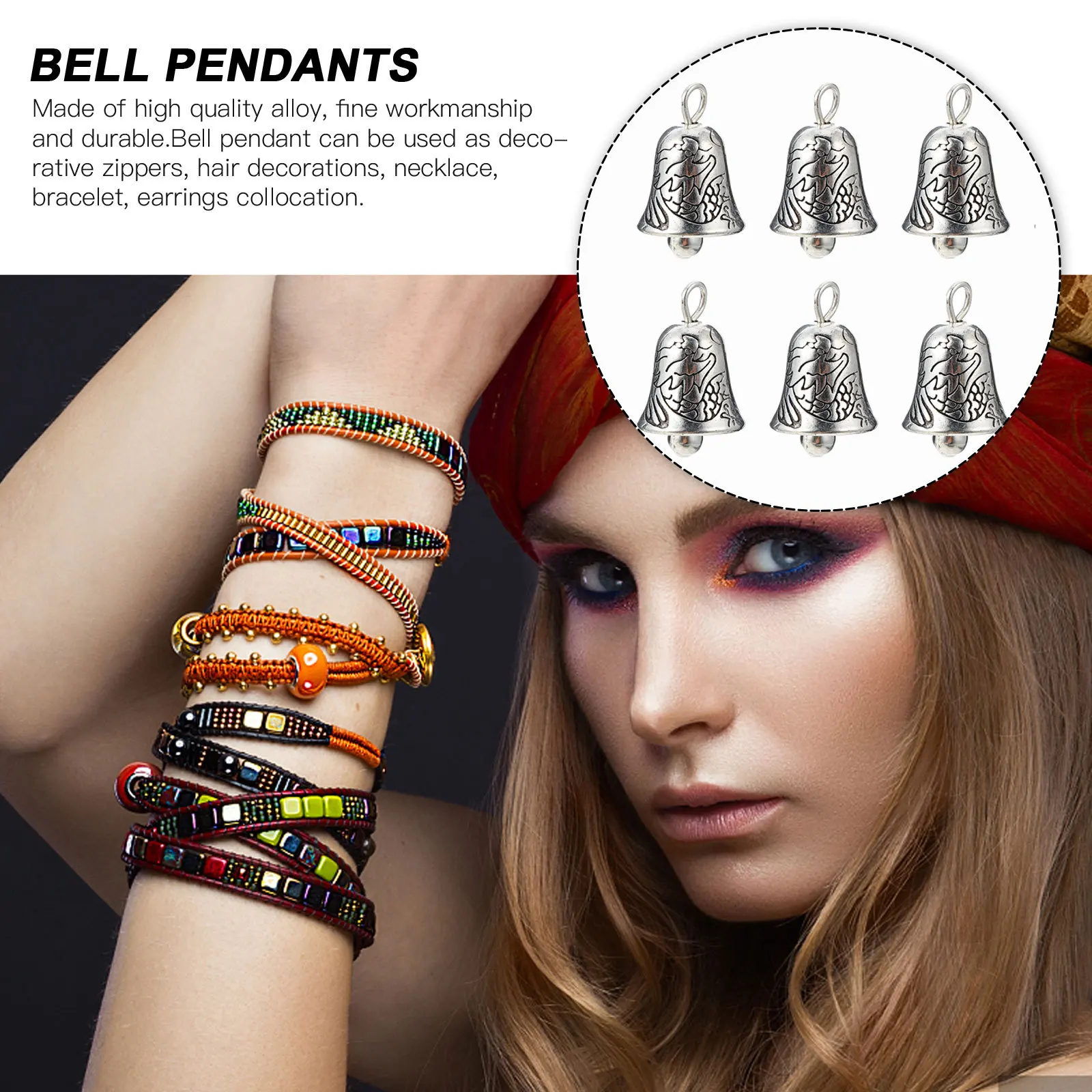 

20Pcs Bell Pendant Accessories Alloy Vintage DIY Jewelry Making Hanging Ornaments Carved Bell Decor DIY Jewelry Accessories