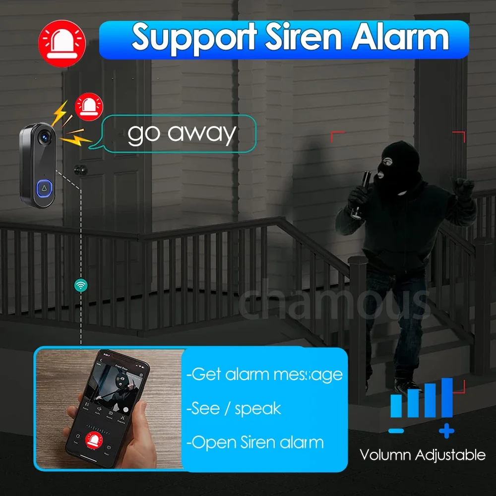 TUYA Video Doorbell WiFi Wireless Outdoor Door Bell Camera AC Power 1080P Video Door Phone Waterproof IP65 Alexa Google Home