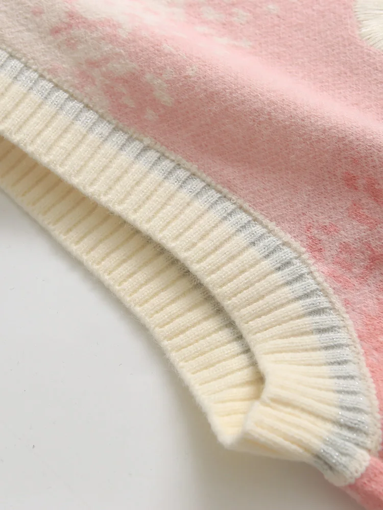 سترة محبوكة حلوة D39 مطرزة فضفاضة بياقة مستديرة للنساء مضادة للشيخوخة إصدار جديد لفصلي الخريف والشتاء