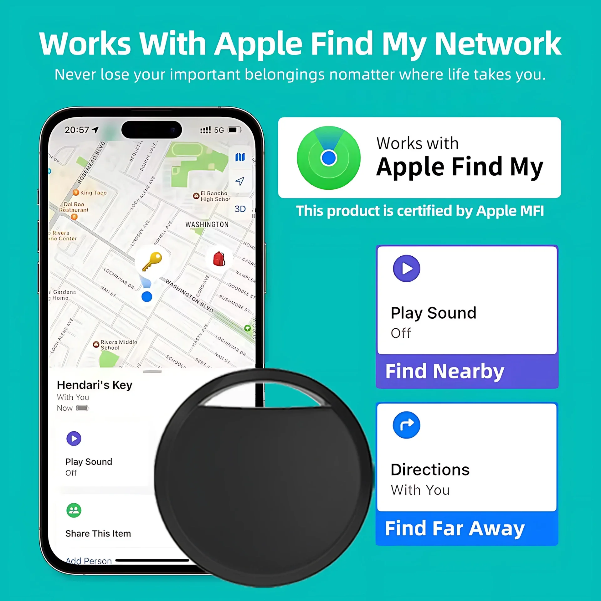 

CD Mini Smart Tag Treacker Find My APP ITag For IOS iPhone Anti Lost Reminder Device MFI Rated Locator Car Key Pet Kids Finder