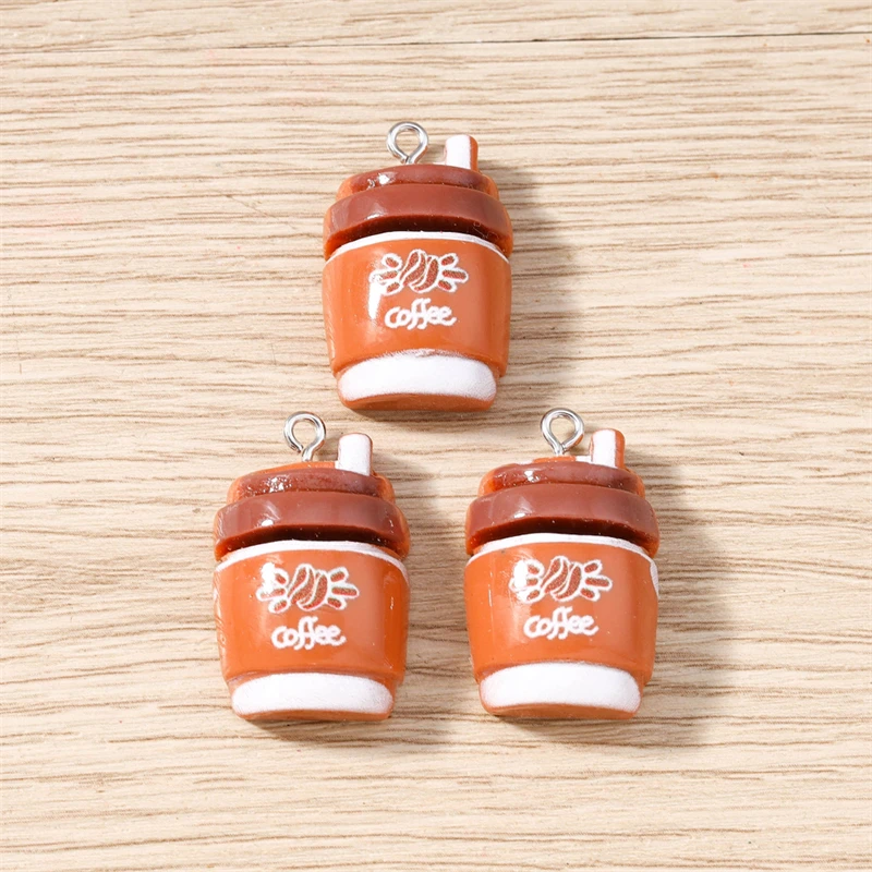 10 Stück niedliche Resin-Kaffeetassen-Anhänger für die Schmuckherstellung, Tropfenohrringe, Halsketten, Armbänder, DIY-Handwerksaccessoires – Detail 5