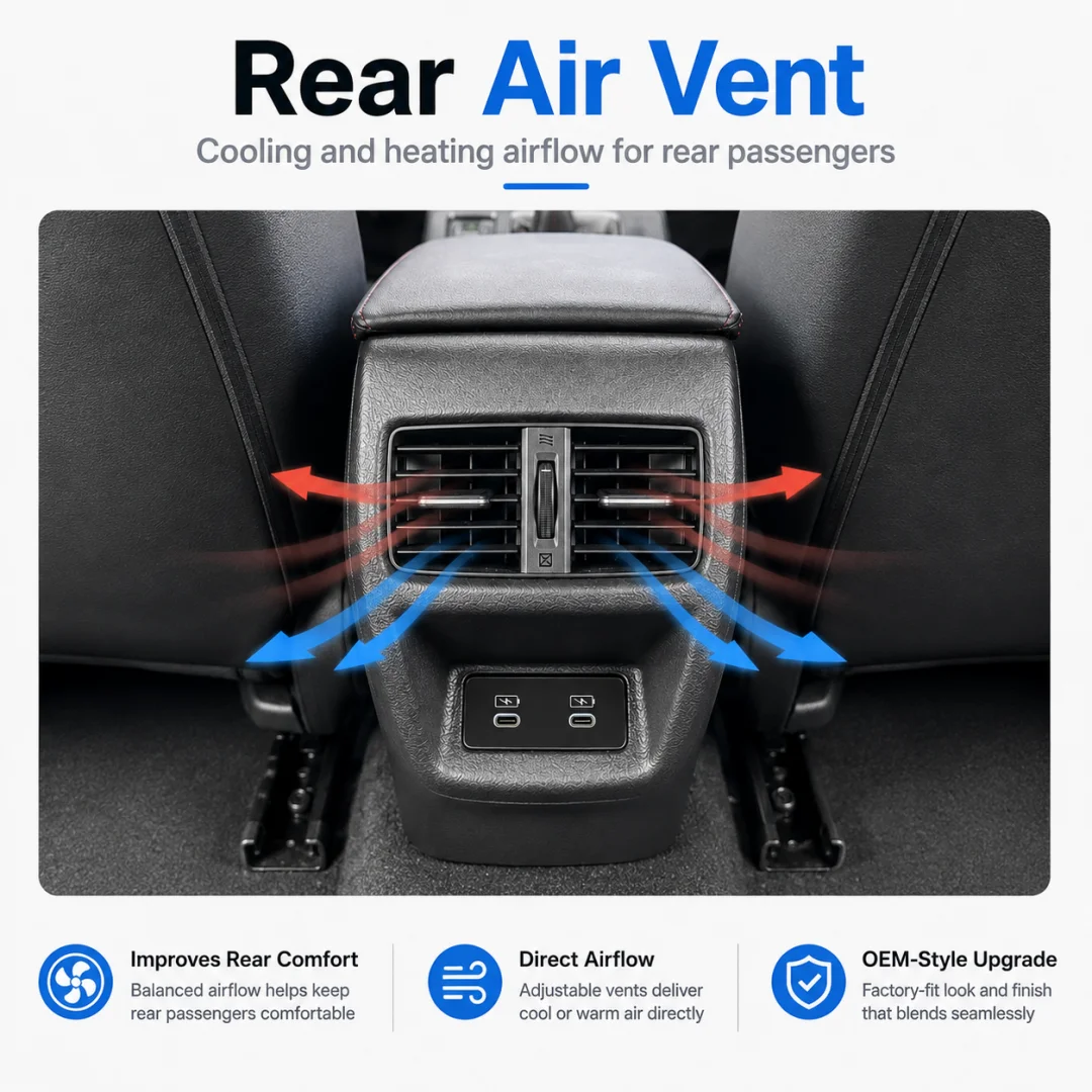 Rear AC Air Vent Assembly With USB-C Fast Charging Port for 2023+ Honda Civic Type R FL5 LHD Models Car Accessories