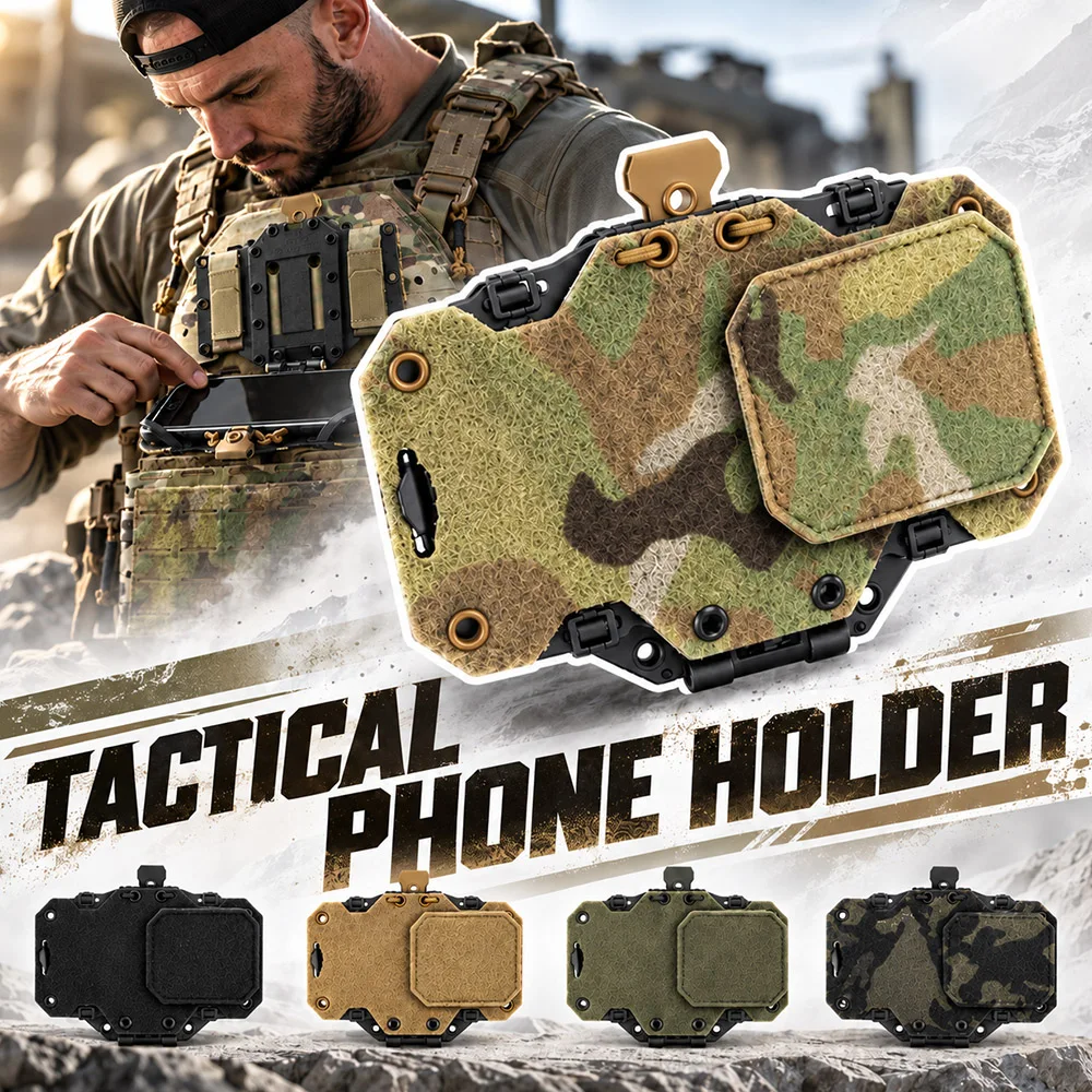 Tactical Quick Access Phone Navigation Panel Adjustable Sliding Universal Smartphone Holder for Airsoft Hunting Shooting Wargame