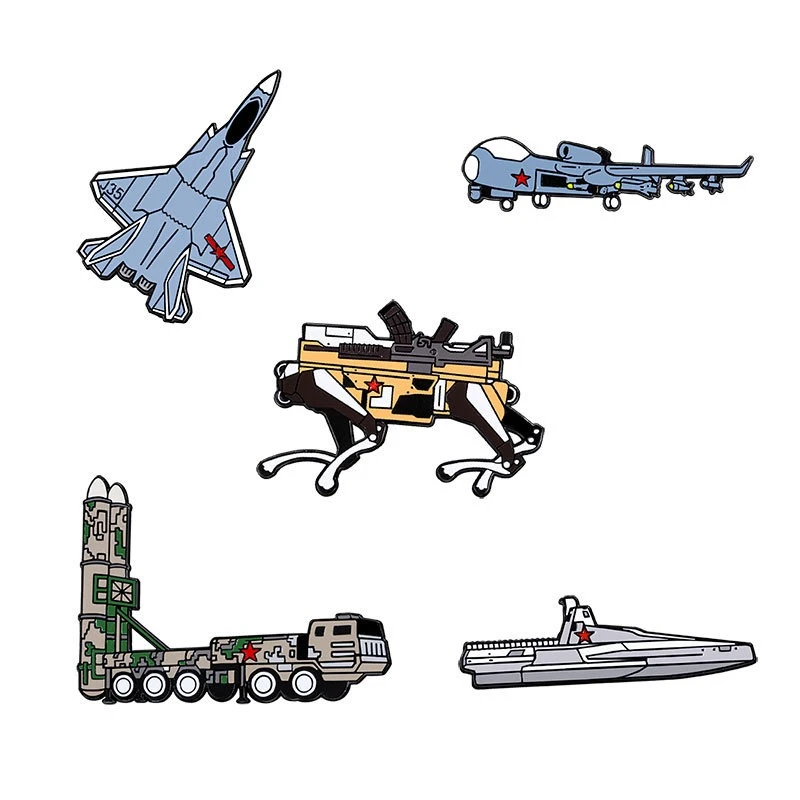 Creative Air Show Fighter Shape Commemorative Brooch Mechanical Wolf Military Enthusiasts Metal Pin