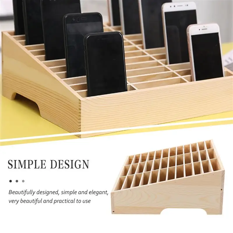 Office Mobile Phone Organizing Box Temporary Wooden Multi-grid Cell Phones Storage Box Desktop Mobile Phone Holder Organizer