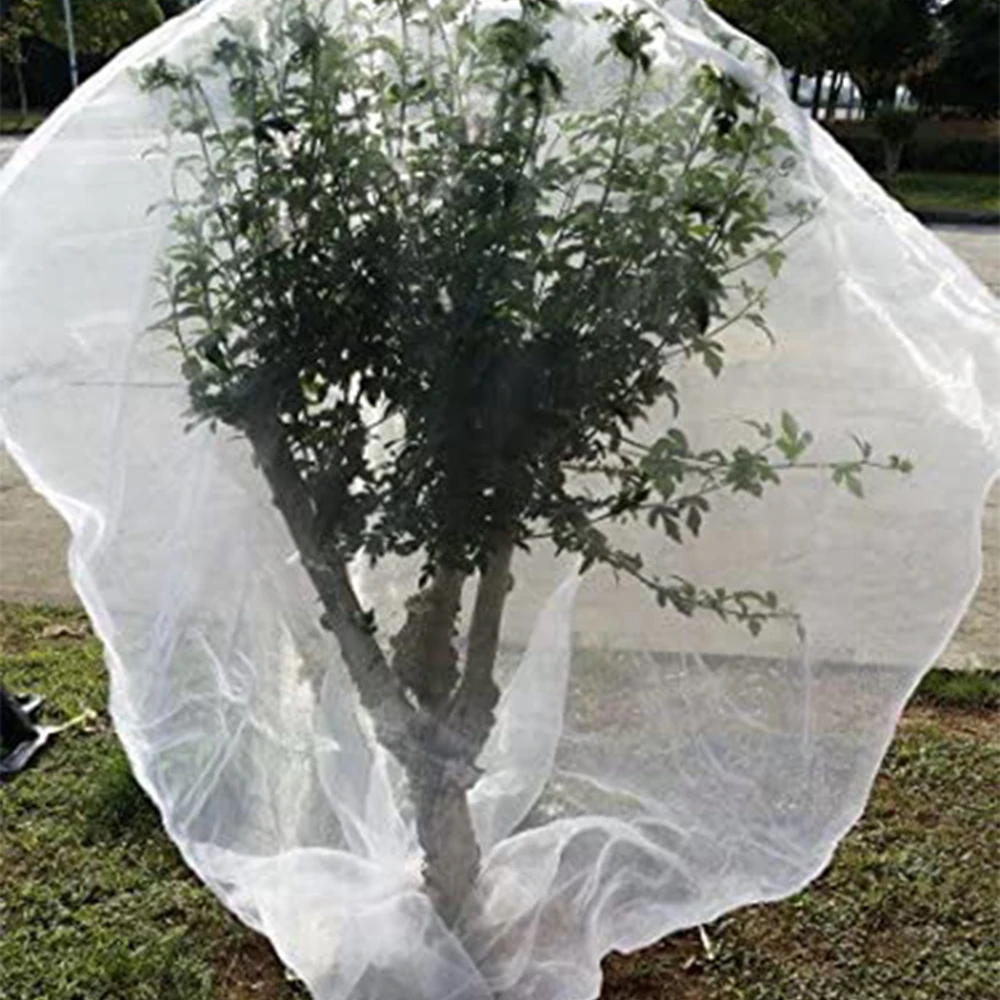 

84 in. W x 72 in. H inGarden Insect Netting Plant Cover -Shape Bag with Zipper and Rope, Insect Barrier, White