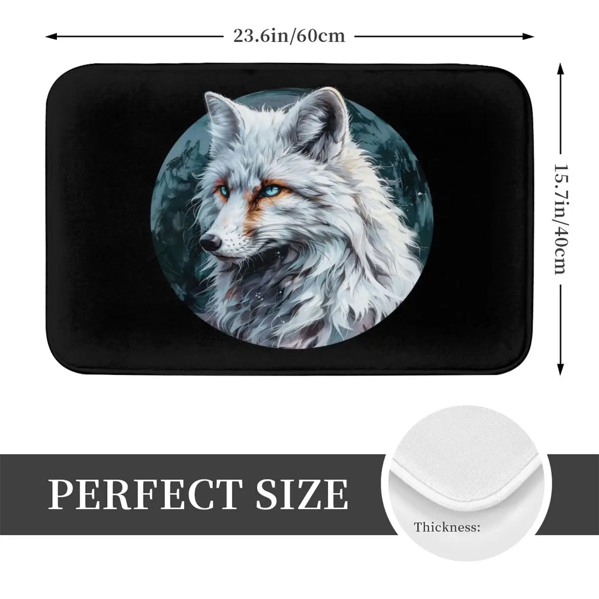 Silver Fox Winter Style Blue Eyes Doormat Non-slip Bathroom Floor Mats Home Entrance Rugs Kitchen Living Room Carpet Footpad