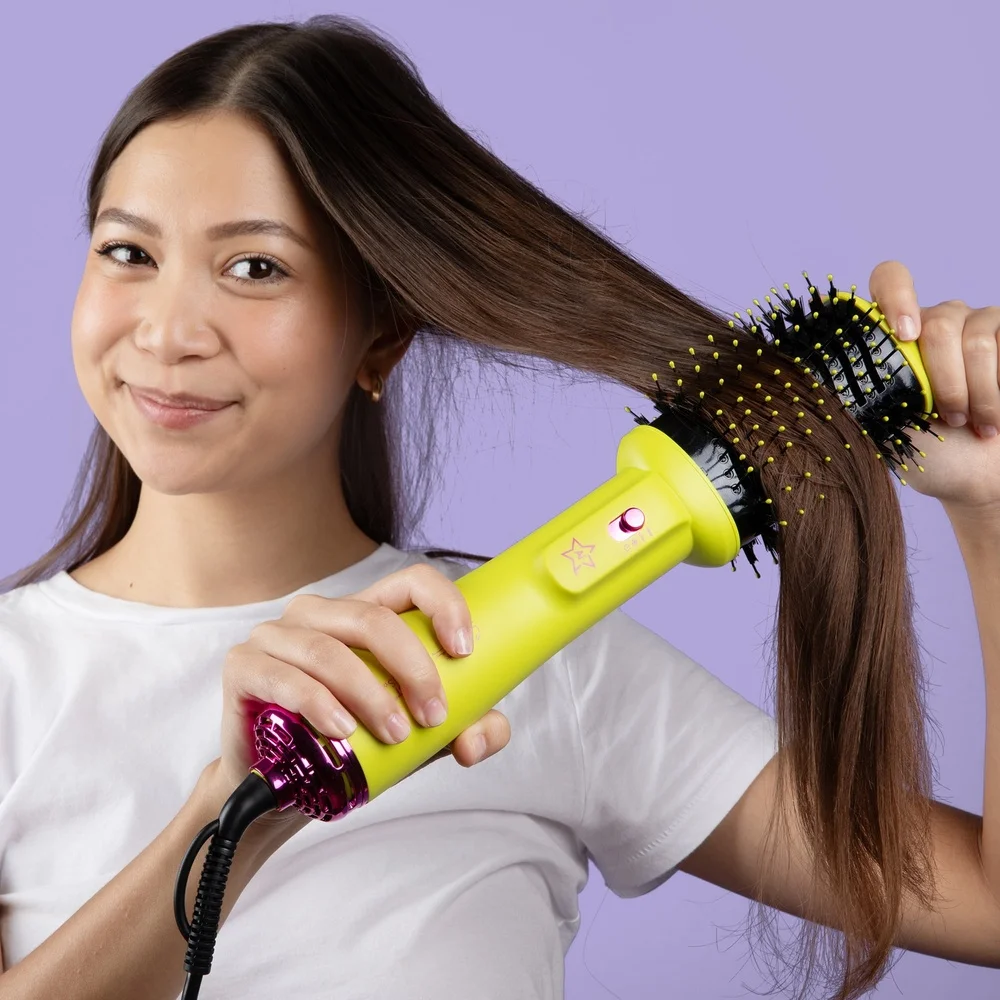 3in1 블로우아웃 브러쉬 스타일링 도구 핫 에어 브러쉬 볼륨업 전문 헤어 드라이어 스트레이트 컬 곱슬머리 컨트롤 세라믹 코팅 3