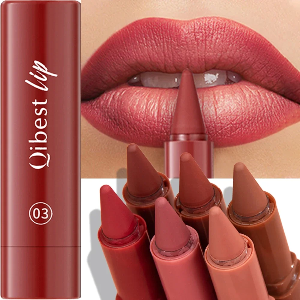 Veludo fosco marrom escuro batom torção até lábio forro à prova dwaterproof água sexy vermelho contorno matiz lipliner lápis lábios contorno maquiagem