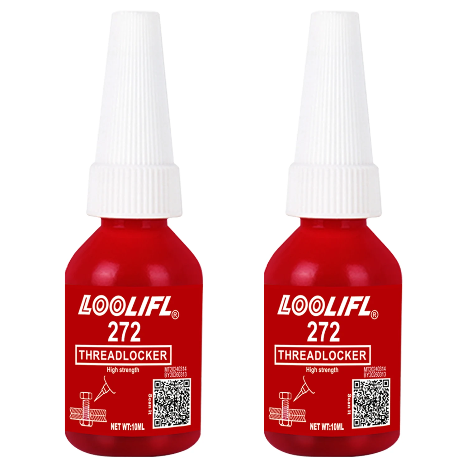 Loolifl 272 50ml Roter Hochfester Schraubensicherungskleber Hochtemperaturbeständiger Schraubenkleber Anti-Lose Gewindedichtmittel für Metallgewinde