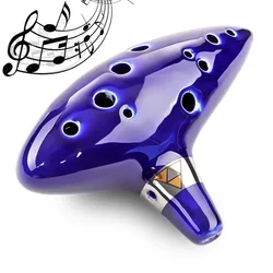 Ocarina Ceramic Legend Of 12 Holes Ceramic Alto C Ocarina Flute Blue Inspired Time Musical Instrument For Beginner Accessories