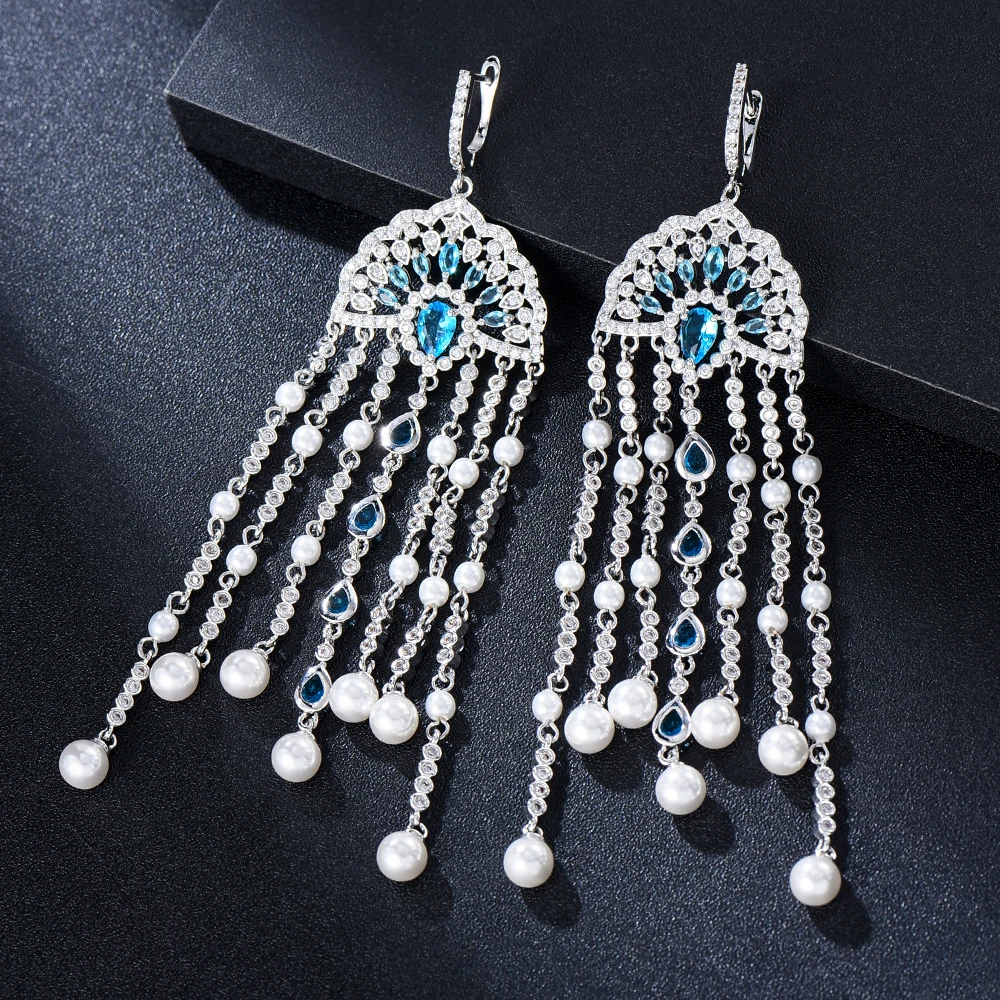 GODKI Vintage Royal Imitation Pearl Long Earrings Luxury Boho Bohemian Dangle Earrings For Women Wedding Fashion Jewelry 2018