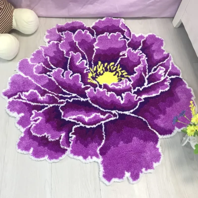 Chinese Style Red Peony Flower Carpets,Thick Living Room and Bedroom Area Rug,Pink Flower Door Mats,Wedding Parlor,Hallway Rugs