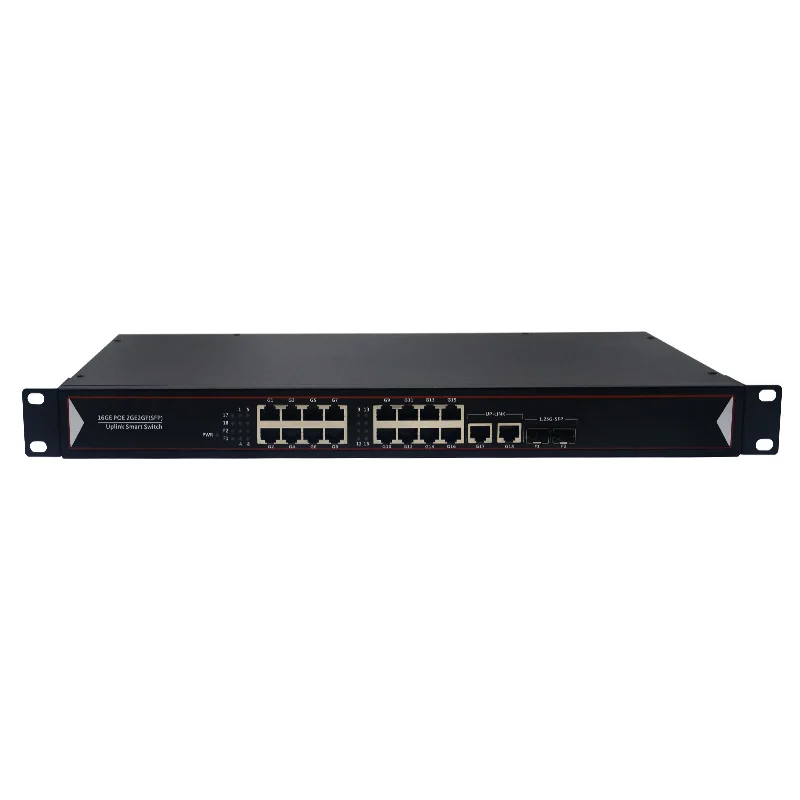 10/100/1000Mbps 16 Port PoE Switch With 2 Gigabit Uplink 2 SFP 48V 260W Power Over Ethernet 18 Ports POE+ Switch