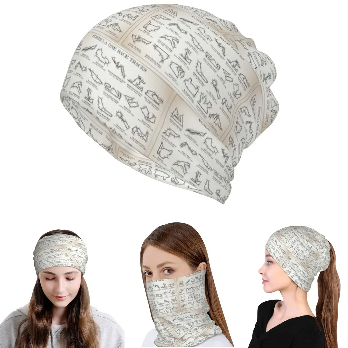 

F1 Race Tracks Bandana Neck Gaiter Face Scarf Multi-use Cycling Scarf Beanies Hat Unisex Adult Washable