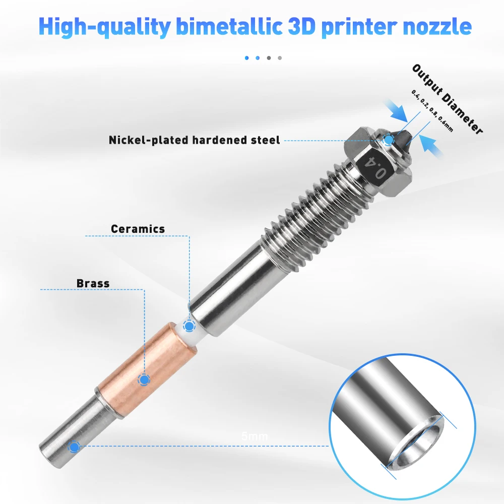 0.2/0.4/0.6/0.8 مللي متر فوهات Hotend لـ QIDI Plus4 فوهة ثنائية المعدن إزالة سريعة عزل السيراميك أجزاء طابعة ثلاثية الأبعاد