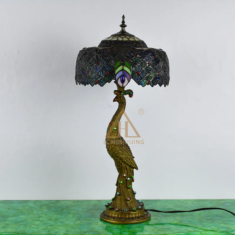 12 Inch 30cm Retro Manual Stained Glass Lampshade Tiffany Table Lamp