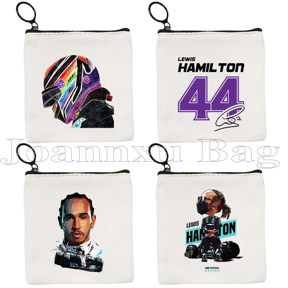 F1 Formula 1 Chibi Lewis Hamilton 44 Fan Gifts Racing Racer Sport Car Pride Helmet UK Flag Canvas Coin Purse Key Storage Bag