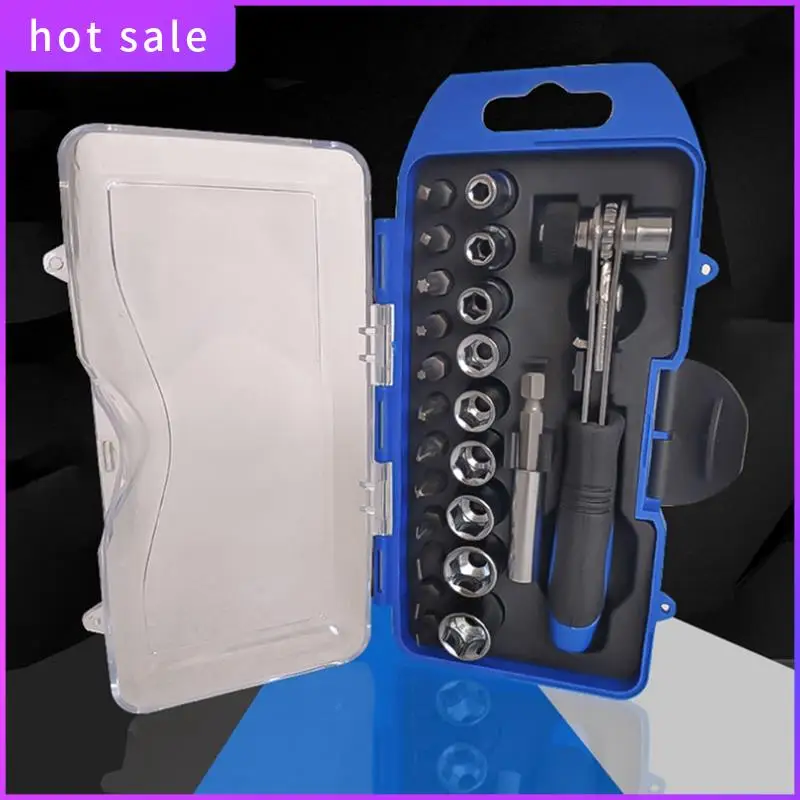 

23PC Quick Ratchet Wrench Socket Extension Rod Group Kit Household Ratchet Wrench Socket Group Kit Tool Easy Install