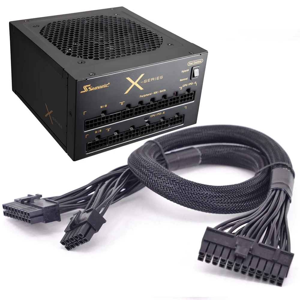Für Seasonic X-Serie 1250 1050 850 750 650 W Netzteil Modulares 24-poliges ATX-Kabel 18 + 10-poliges auf 20 + 4-poliges ATX-Stromversorgungskabel mit Ärmeln