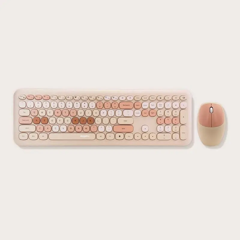 

2.4GHz Wireless Keyboard & Mouse Combo, Ultra - Quiet, Milk Tea Color.Plug - Play, Ideal for Productivity, Great Gift for Men