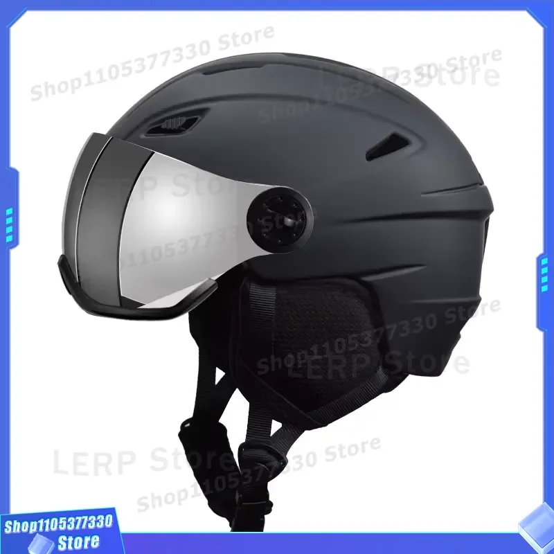 2025 New Adult Ski Helmet with Goggles Integrated Warm Snowboard Equipment for Winter Outdoor Sports Single Double Board