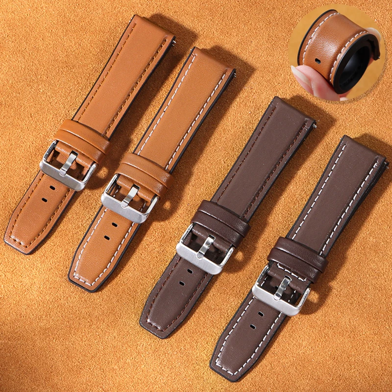 Leather Watch Band 18mm 20mm 22mm for Seiko Silicone Cowhide Strap Quick Release Bracelet Sport Waterproof Universal Wristband