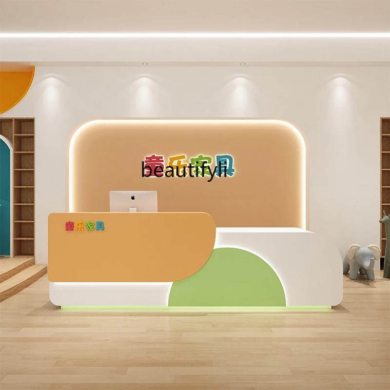 Paint Front Desk Training Institution Reception Desk Simple Modern Early Education Cartoon Bar Counter Cashier