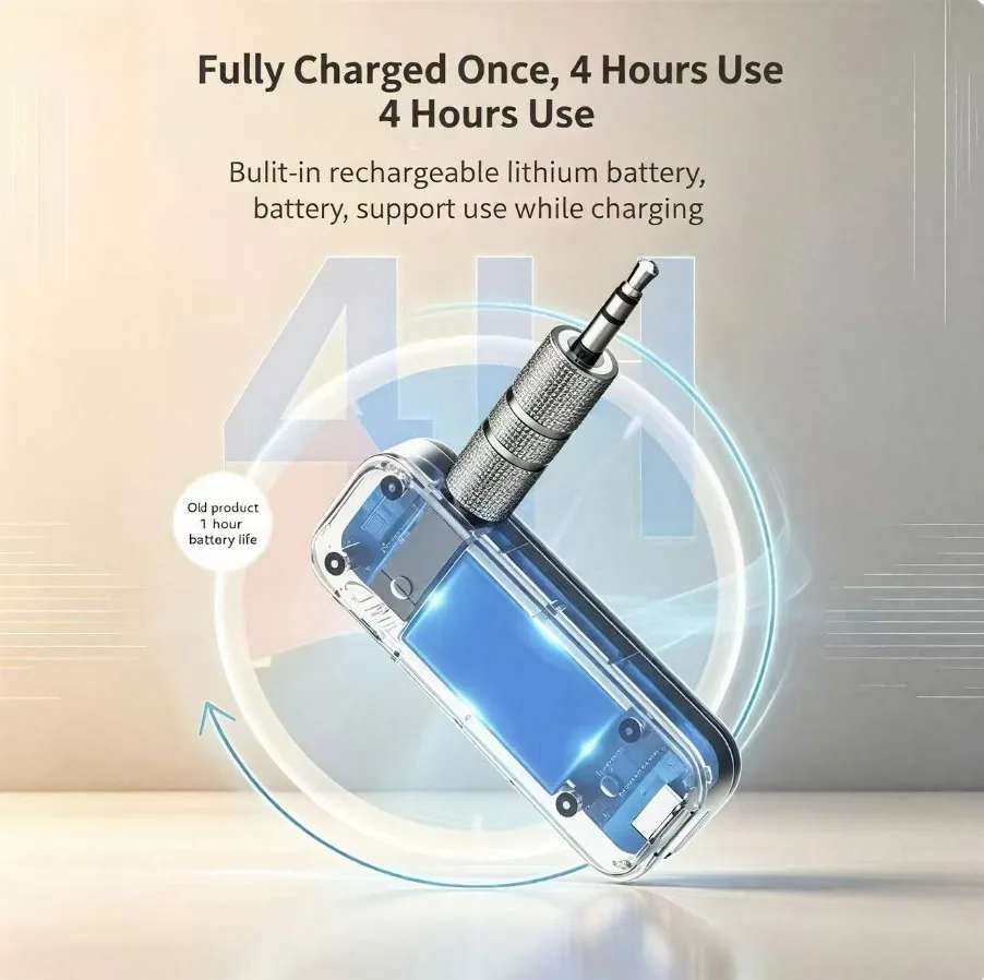 Bluetooth 5.0 2 in 1 Transmitter Receiver Wireless 3.5mm AUX Audio Adapter Handsfree Call For Car Stereo TV PC Speaker Headphone view 6