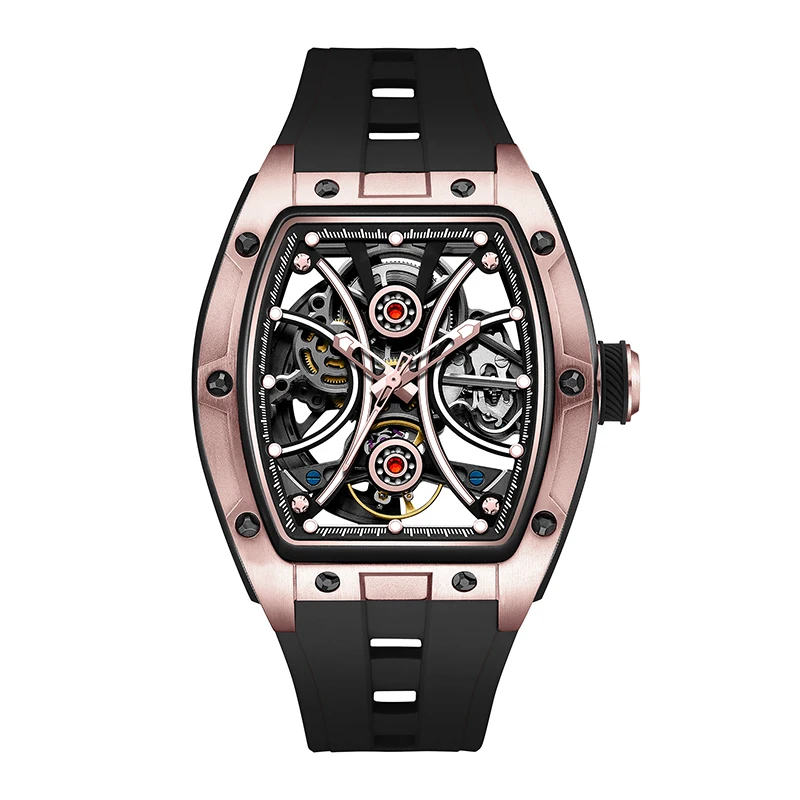 ساعة هيكل عظمي بحركة ميكانيكية أوتوماتيكية، ساعات يد مضيئة مقاومة للماء للرجال والنساء