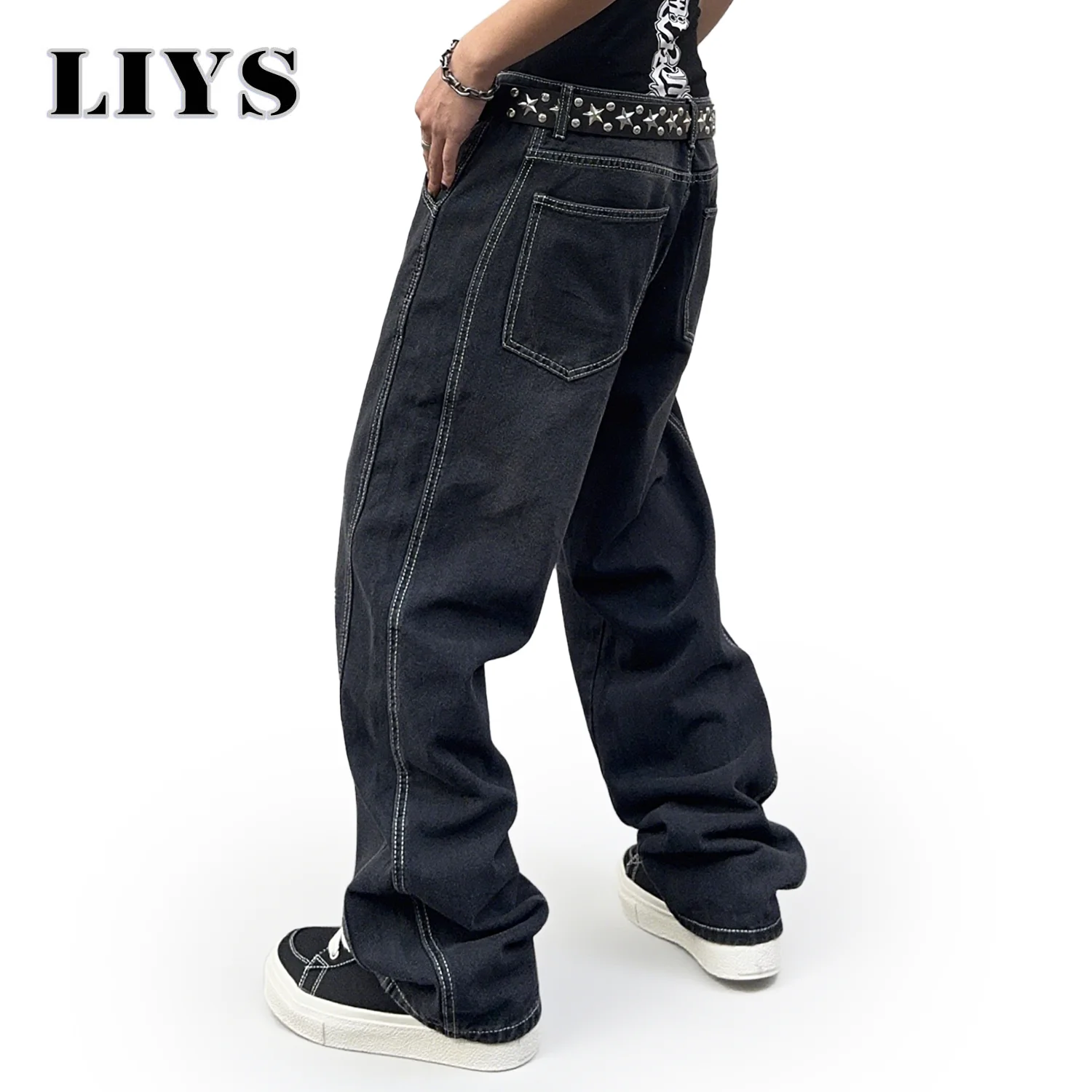 Autumn Men's Black Baggy Street straight-Leg Jeans Winter New Casual Loose Wide Leg Denim Pants Daily Versatile Men's Pants