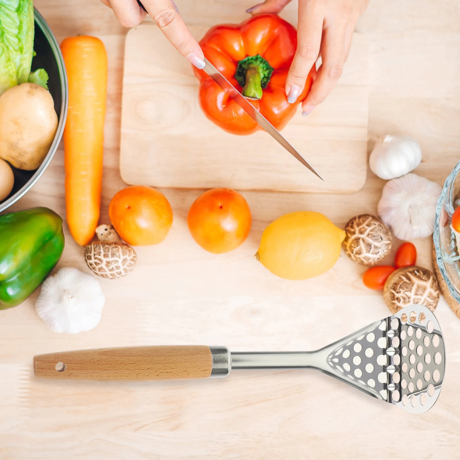 

Potato Masher Bean Crusher Food Pressing Tool Vegetable Fruit Grinding Gadget Kitchen Mashers Stainless Steel Easy Clean