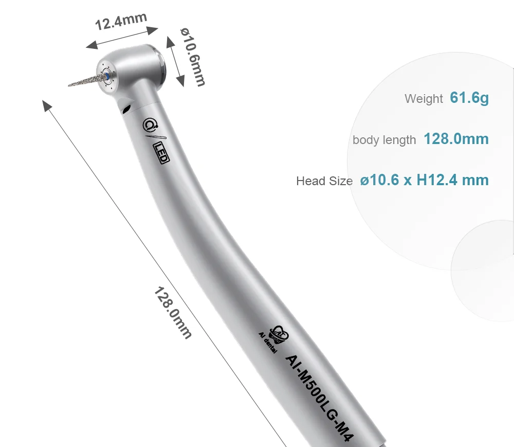 Dental High Speed Hand Piece LED Self-Luminous Air Turbine Handpiece 2 Holes 4 Holes Dentist Chair Parts Small Head M500LG