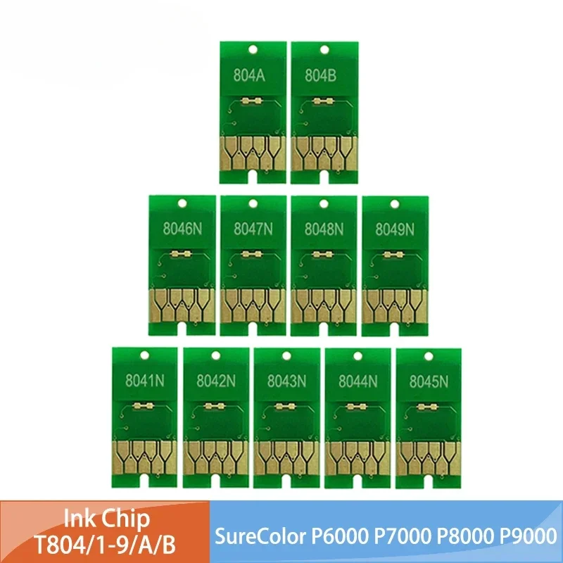 

9 цветов, 11 цветов, Европа T804A T804B T8041-T8049 чип картриджа с чернилами для Epson SureColor P6000 P7000 P8000 P9000, европейская версия