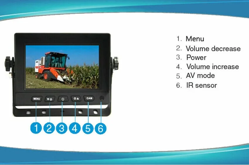 Lastbus 4 Pin 5 "شاشة + 2X عكس CCD كاميرا بشكل قبة 4PIN نظام قافلة شاحنة 12 فولت-24 فولت
