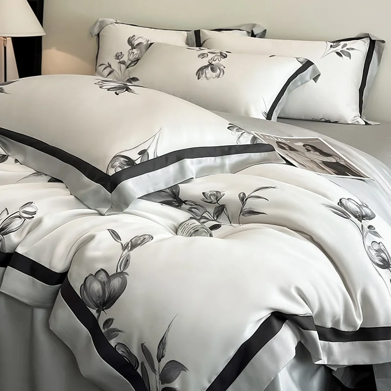 

Customizable 2025 spring and summer new class A 60S100 printing led luxury high-end four-piece set