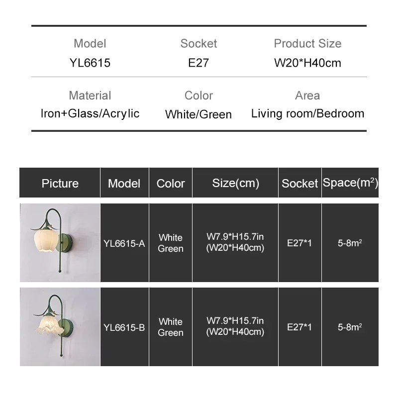 Lámpara colgante de flores para mesita de noche, luces colgantes individuales E27, lámparas colgantes de suspensión elegantes en blanco y verde, diseño único 85-265V